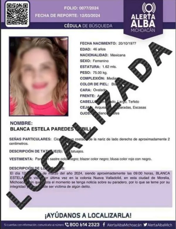 Desactiva Fiscalía General, Alerta Alba Tras Ser Localizada Mujer Reportada Como Desaparecida En Morelia