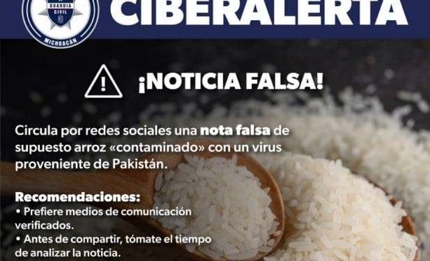 ciberalerta por noticia falsa de arroz contaminado - El día de Michoacán