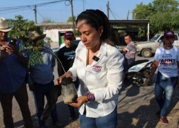 Fanny Arreola reforesta área verde en Apatzingán; se compromete a plantar un árbol por cada voto