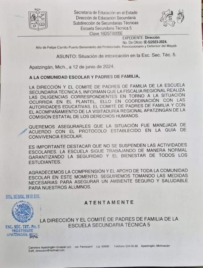 Comunicado ETI 5 | El Día de Michoacán