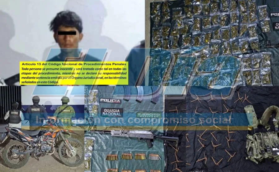 Detienen A Uno En Motocicleta, Con &Quot;Cuerno De Chivo&Quot; Balas, Fornituras, Poncha Llantas Y Droga En Los Hornos De Apatzingán 19 Detenido En Los Hornos Con Arma Moto Mota Poncha Llantas Y Tiros El Dia