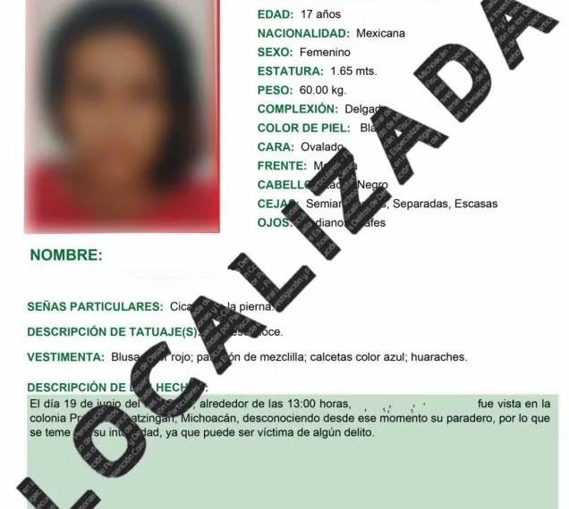 Localiza Fge A Adolescente Reportada Como Desaparecida En Apatzingán