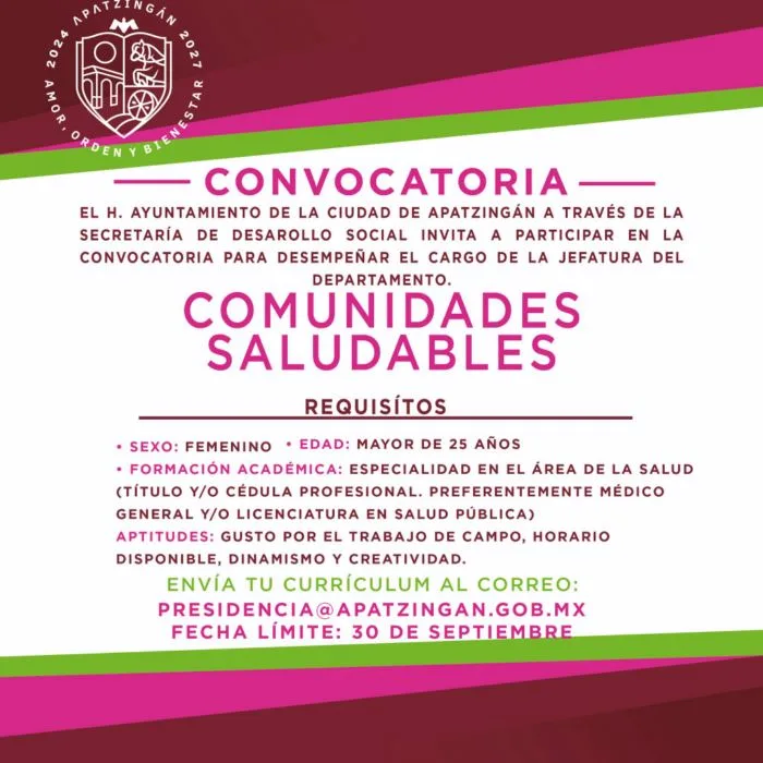 Se Busca Jefa De Jefatura De Departamento Saludable