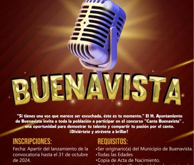 31 De Octubre, Cierran Inscripciones Para El Concurso De Canto “Canta Buenavista”