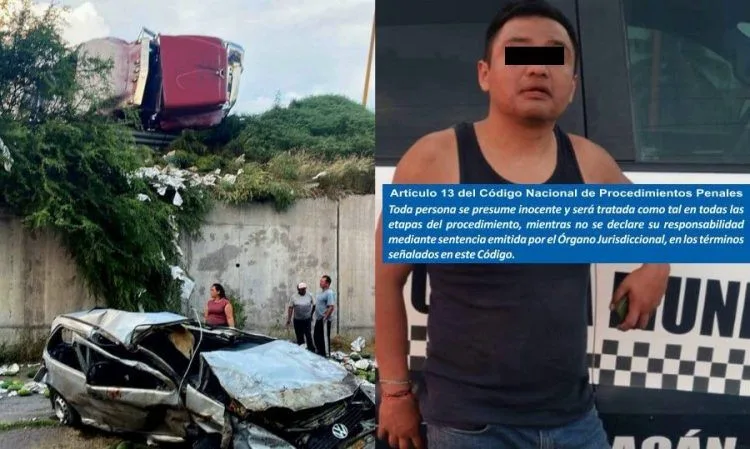 Salvan Su Vida De Milagro Al Caer Con Su Vehículo De Un Puente, Tras Impactarse Con Camión Papayero; Hay 4 Heridos Y Un Detenido 20 Salvan Su Vida De Milagro Al Caer Con Su Vehículo De Un Puente, Tras Impactarse Con Camión Papayero; Hay 4 Heridos Y Un Detenido