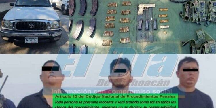 Agentes estatales y federales detienen a 3 hombres con armamento en Apatzingán: SSP