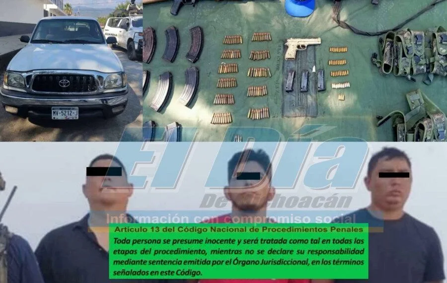 Agentes Estatales Y Federales Detienen A 3 Hombres Con Armamento En Apatzingán: Ssp