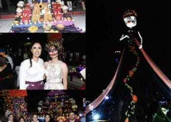 Encienden la monumental Catrina en Apatzingán