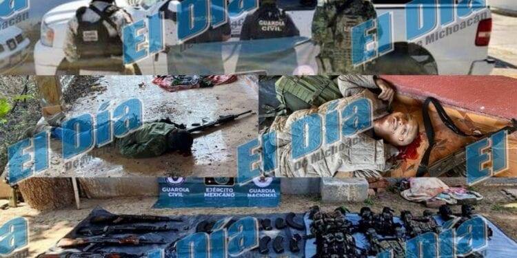 Mueren dos tras enfrentarse contra fuerzas del orden; además decomiso de armas y un vehículo robado en Las Ordeñitas de Parácuaro