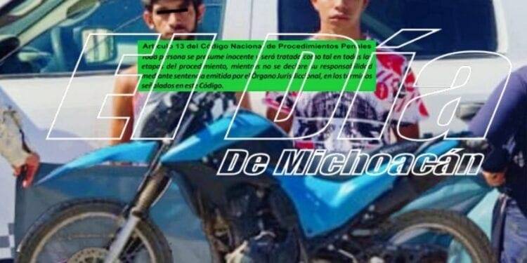 Detienen a dos con motocicleta robada en San Juan de Los Plátanos de Apatzingán