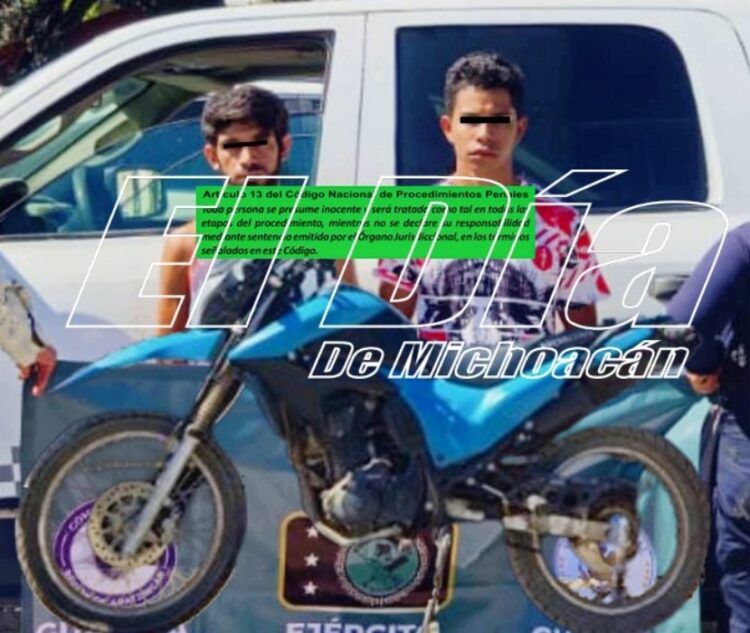 Detienen A Dos Con Motocicleta Robada En San Juan De Los Plátanos De Apatzingán