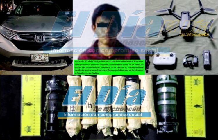 Detienen A Uno En La Miguel Hidalgo De Apatzingán, Con Explosivos, Un Dron Y Equipo De Radiocomunicación