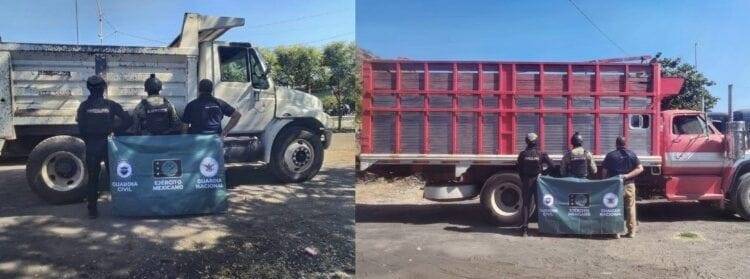 Asegura FGE dos camiones en Las Colonias con alteraciones  en Apatzingán