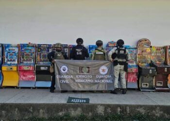 En Apatzingán, tras operativo aseguran 16 máquinas tragamonedas