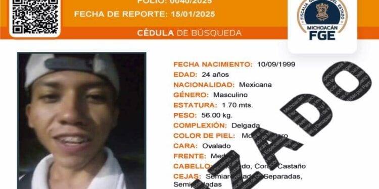 En Apatzingán, localiza FGE a hombre de 24 años reportado como desaparecido