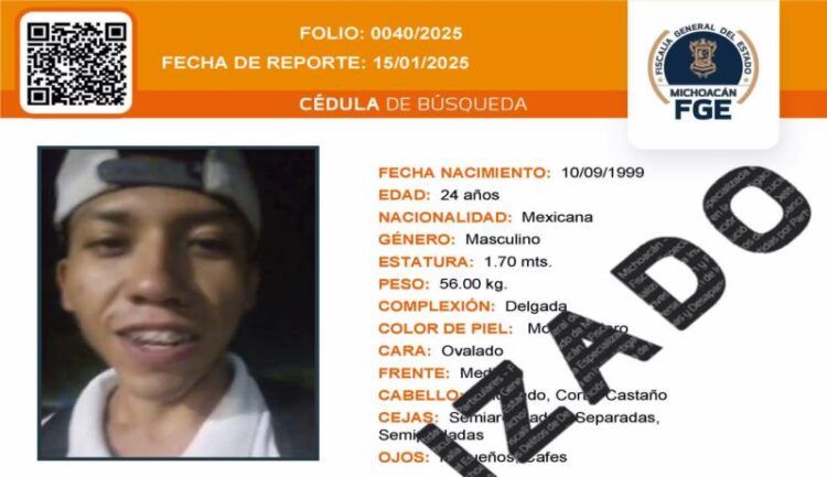 En Apatzingán, Localiza Fge A Hombre De 24 Años Reportado Como Desaparecido