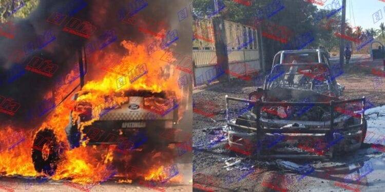 Emboscan con drones y explosivos a policías de Apatzingán; hay al menos una patrulla destrozada