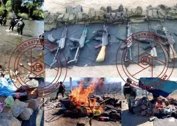 Sedena, G.n. Y G.c., Aseguran Armas Y Equipo Táctico En Los Charcos De Buenavista; En El Lugar Se Encontraron 3 Cadáveres