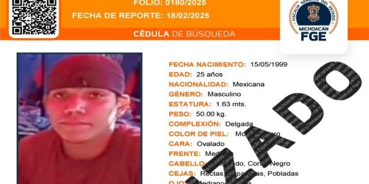 En Apatzingán, localiza FGE a dos hombres de 25 y 29 años reportados como desaparecidos en Apatzingán 1 Optimiza el IEM diseños de las boletas electorales del proceso extraordinario del poder judicial