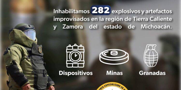 En 3 meses, decomisados casi 300 artefactos explosivos en Tierra Caliente y Zamora: SSP 1 Cinco detenidos en posesión de armas de fuego en Morelos: SSP