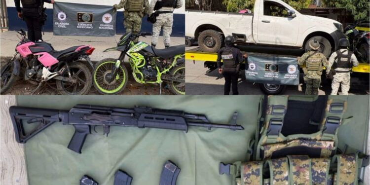 Aseguran vehículo, armamento y explosivos en Las Carreras de Buenavista 1 Incendio de taxi moviliza a cuerpos de emergencia en Apatzingán