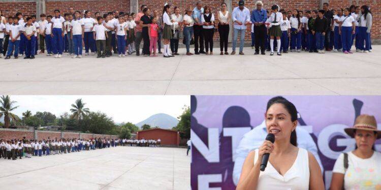 Inaugura Fanny Arreola cancha de usos múltiples en la escuela El Pípila