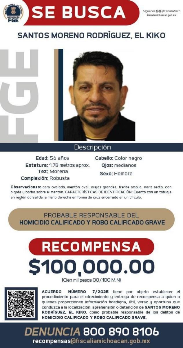 Emiten cedula de recompensa por presunto homicida del alcalde de Tacambaro | El Día de Michoacán