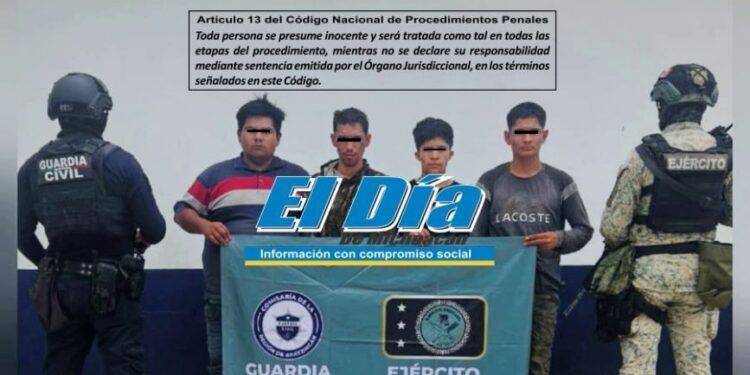 Tras intensa persecución, capturan a cuatro sujetos armados en Acahuato de Apatzingán