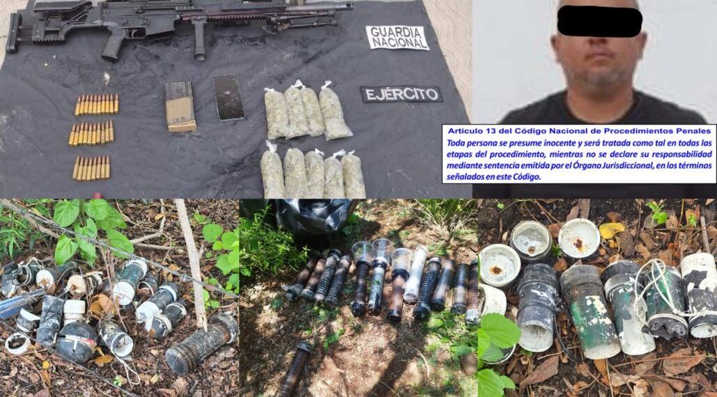 Defensa Y Gn Detienen Uno Con Arma De Fuego, Cartuchos Y Localizan 32 Artefactos Explosivos En Apatzingán