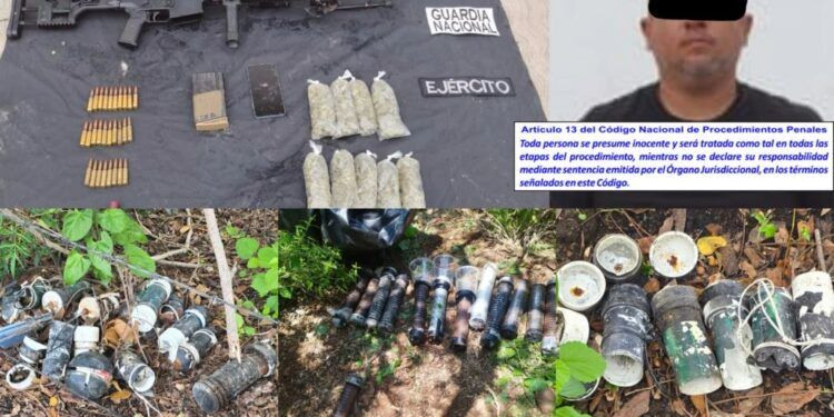 DEFENSA y GN detienen uno con arma de fuego, cartuchos y localizan 32 Artefactos Explosivos en Apatzingán 1 A los delincuentes se les combate con la ley y la fuerza, no con diálogo y complicidad: Bedolla