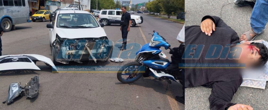 Choque De Auto Contra Motocicleta En Avenida Madero De Apatzingán Deja Un Herido
