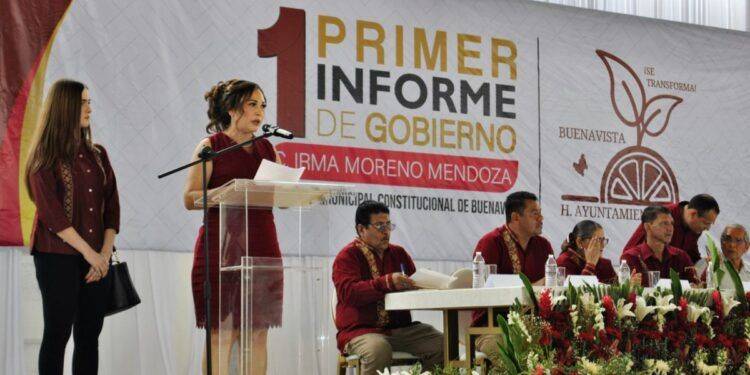 Irma Moreno rinde su primer informe de gobierno en Buenavista; resalta la transformación del Municipio