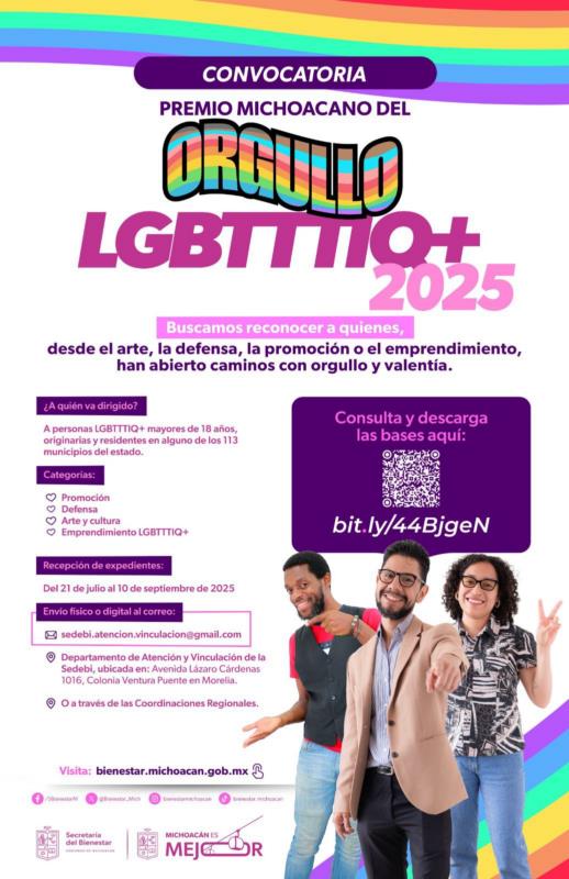 Últimas Semanas Para Postularte Al Premio Michoacano Del Orgullo Lgbtttiq+ 2025: Sedebi 20 Últimas Semanas Para Postularte Al Premio Michoacano Del Orgullo Lgbtttiq+ 2025: Sedebi