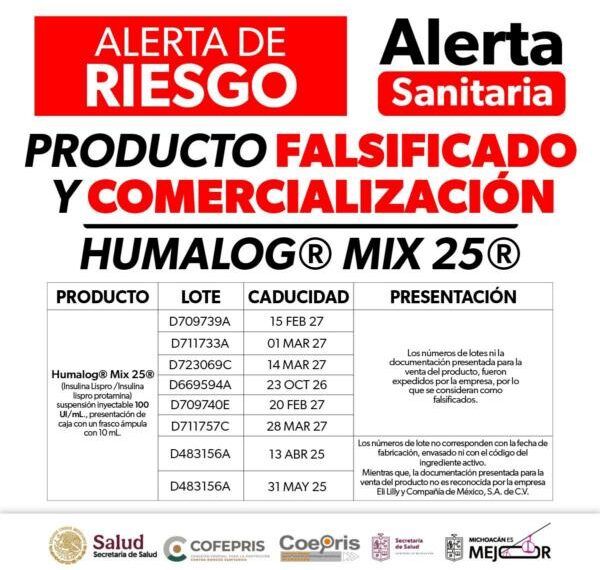 Emite Cofepris Alerta Sanitaria Por Falsificación De Medicamento Para La Diabetes