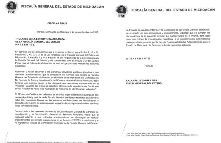 Fiscalía De Michoacán Prohíbe Revisiones Vehiculares Fuera De Instalaciones Oficiales