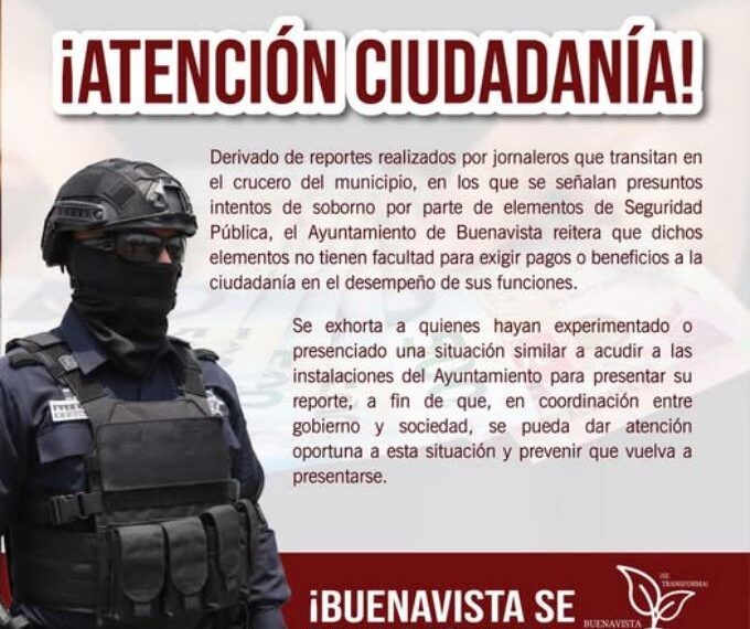 El Gobierno De Buenavista, Bajo El Liderazgo De Irma Moreno Mendoza, Erradica El Soborno Policiaco Como Pilar De Su Transformación