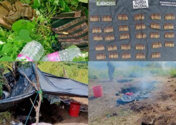 Fuerzas De Seguridad Destruyen Campamentos De Crimen Organizado Y Aseguran 260 Balas En Parácuaro