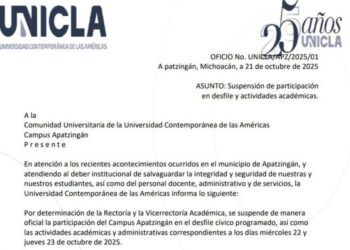 Por Seguridad, Unicla Apatzingán Suspende Participar En Desfile  Del 22 Y Actividades Académicas Por Dos Días
