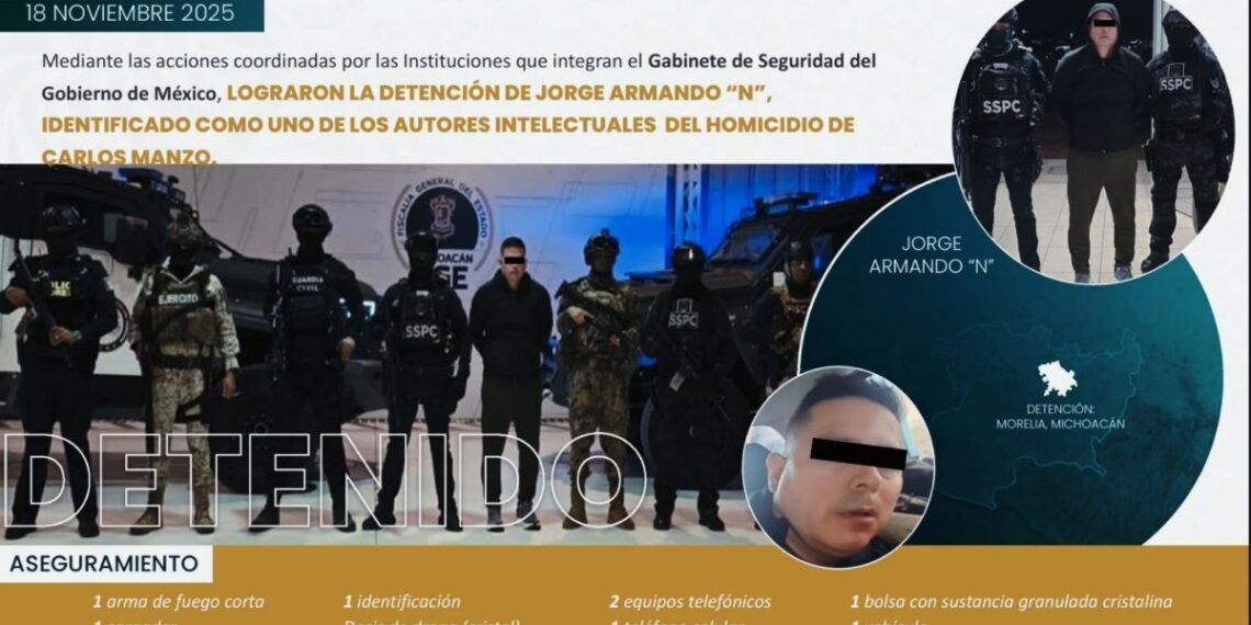 Cae otro implicado en el asesinato del Alcalde de Uruapan, Carlos Manzo