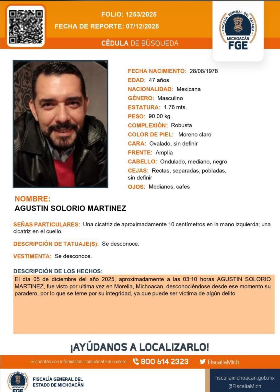 Agustin Solorio Desaparecido Ficha