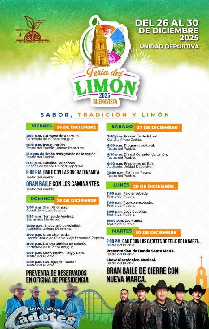 Invitan A Disfrutar La Feria Del Limón 2025 En Buenavista 19 Cartelera Feria Del Limon Buenavista