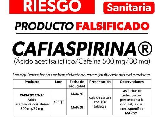 Alerta Cofepris Por Falsificacion De Cafiaspirina - El Día De Michoacán