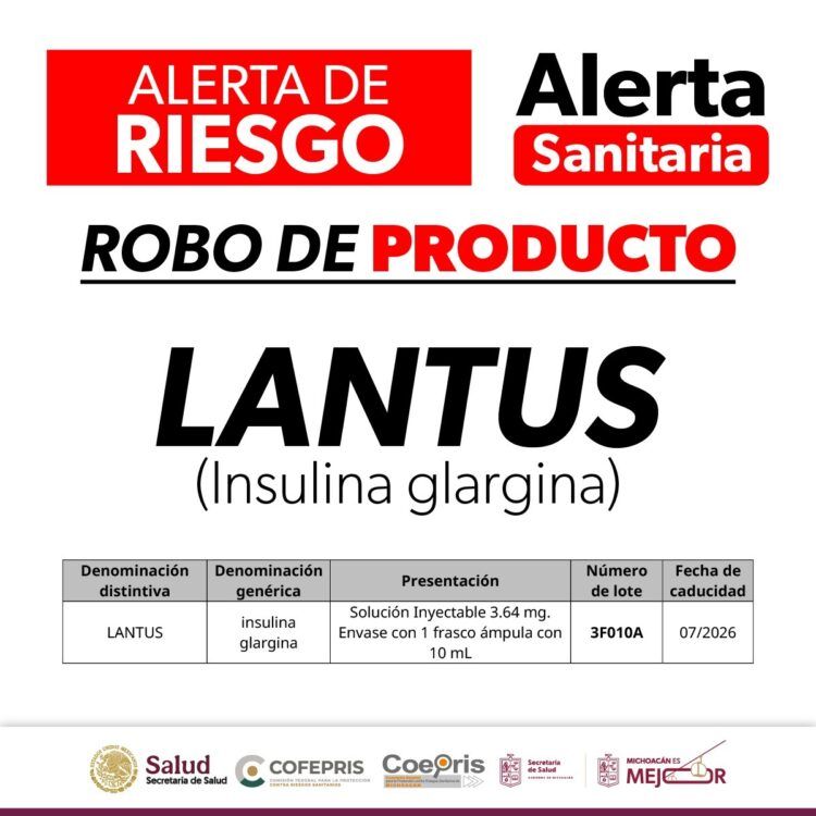 Emite Cofepris Alerta Por Robo De Insulina Lantus - El Día De Michoacán