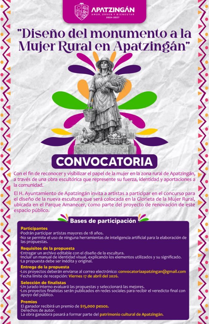Gobierno De Apatzingán Lanza Convocatoria Para Diseñar El Monumento A La Mujer Rural 19 Lanza Convocatoria Para Disenar El Monumento A La Mujer Rural 2 - El Día De Michoacán