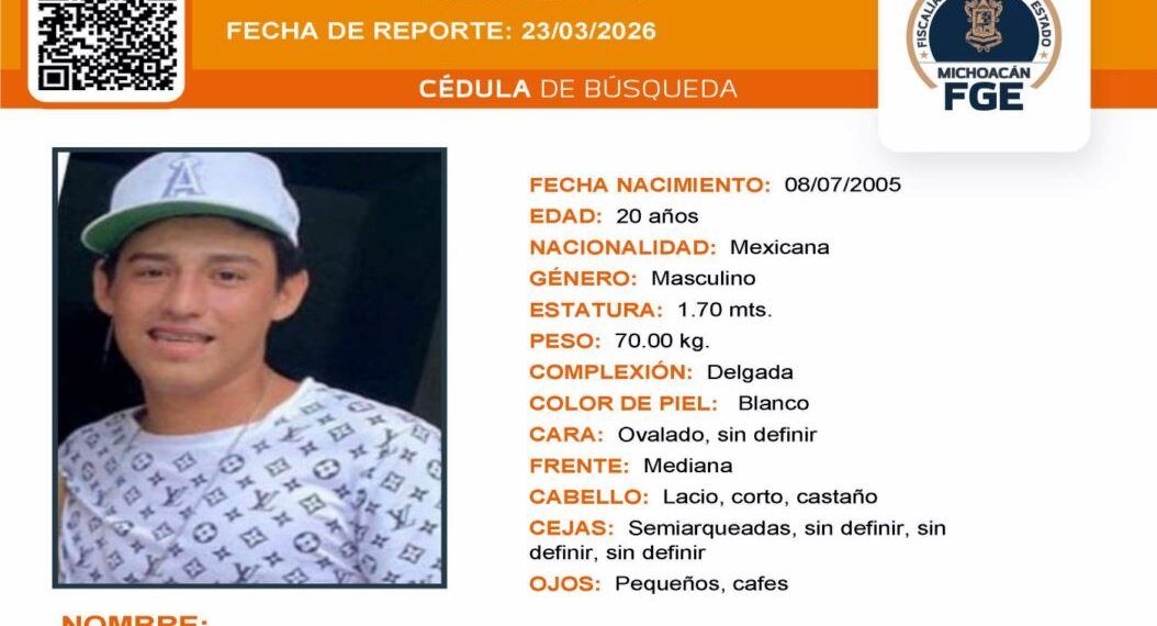 Desapareció Hace 17 Días Y Nadie Sabe Dónde Está: La Angustia Crece En Apatzingán 19 23 Marzo Erick Eduardo Davalos Jaimes Portada - El Día De Michoacán