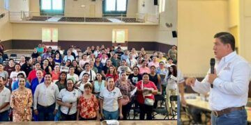 Iván Santamaría Granados encabeza entrega de tarjetas de la Beca Rita Cetina en primarias de Apatzingán