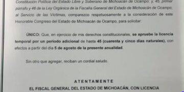 Fiscal de Michoacán pide otra licencia y abre debate sobre prioridades: ¿justicia o 4T?
