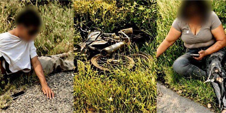 Pareja de motociclistas se sumó a las estadísticas de lesionados por accidentes viales en Motocicleta