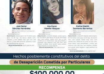 FGE ofrece recompensa de 100 mil pesos por información que permita localizar a tres personas desaparecidas